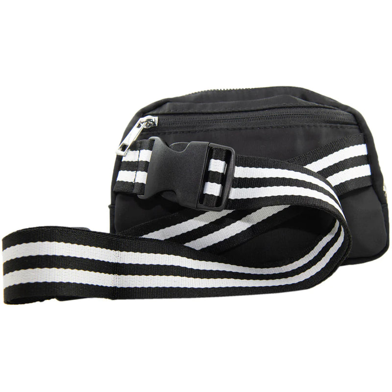 Katydid Black Solid Bag with Striped Strap