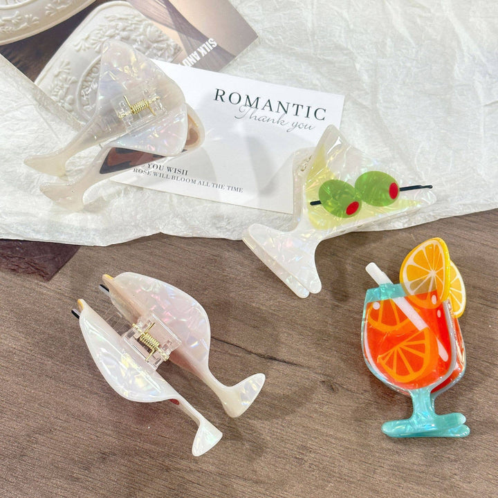 Funny Summer Beach Drink Cocktail Hair Claw Clip