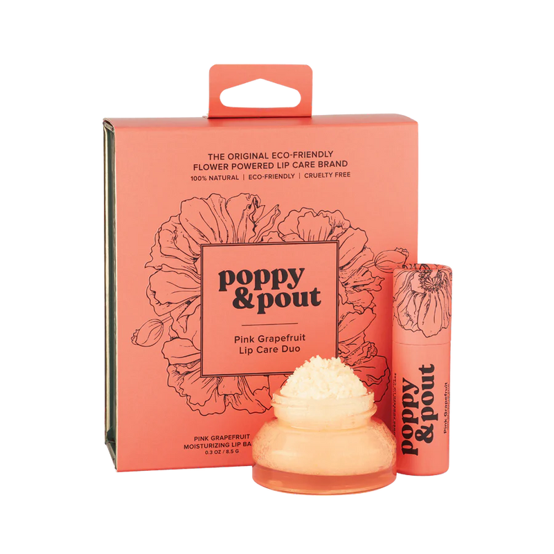 Poppy & Pout Gift Set, Lip Care Duo, Pink Grapefruit