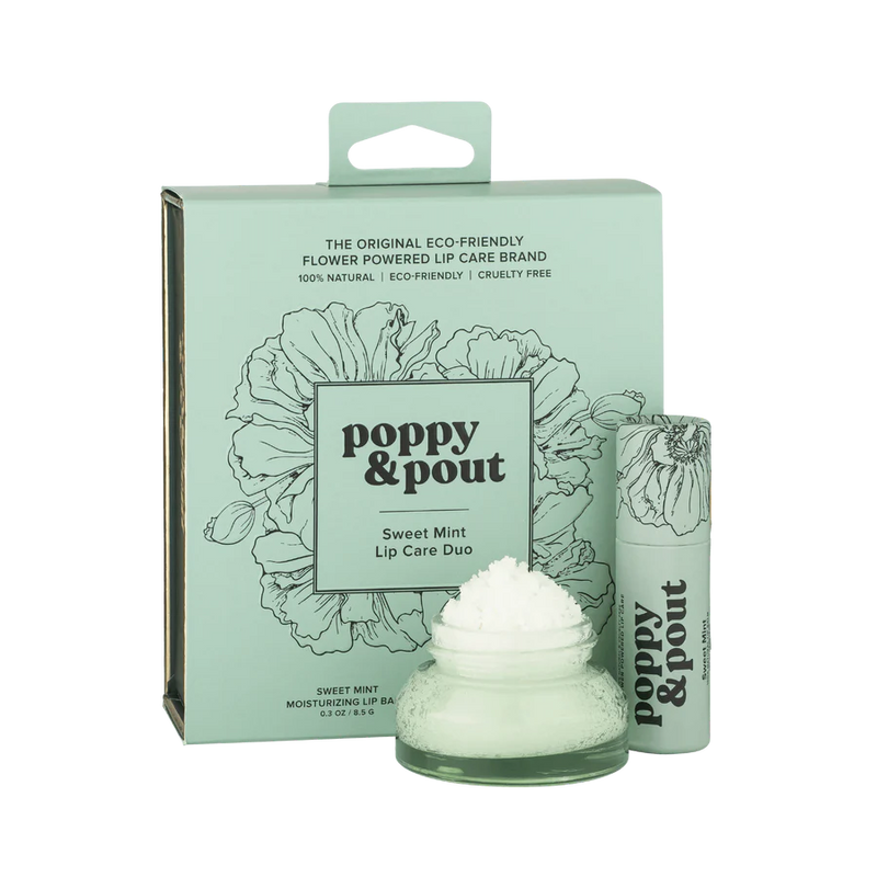 Poppy & Pout Gift Set, Lip Care Duo, Sweet Mint