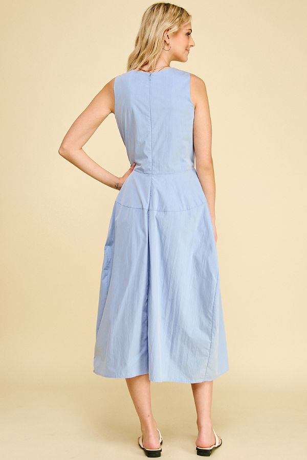 Solid Wide Midi Dress - Baby Blue