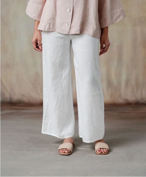 FINAL SALE Lenore Linen Pant - White