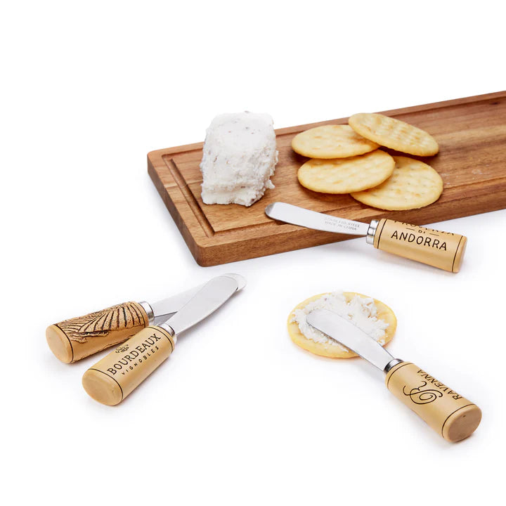 CORK HANDLED CHEESE SPREADER SET BY TWINE