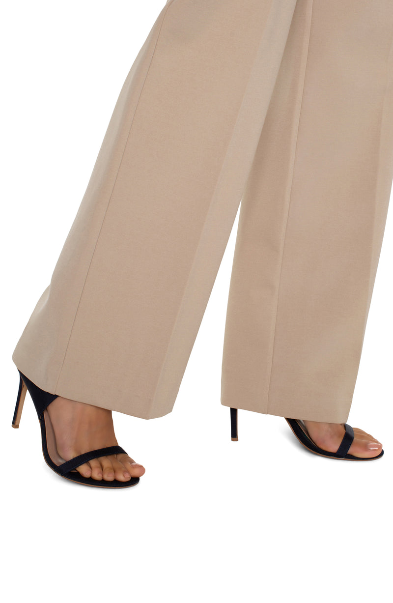 LIVERPOOL - KELSEY WIDE LEG TROUSER - BISCUIT TAN