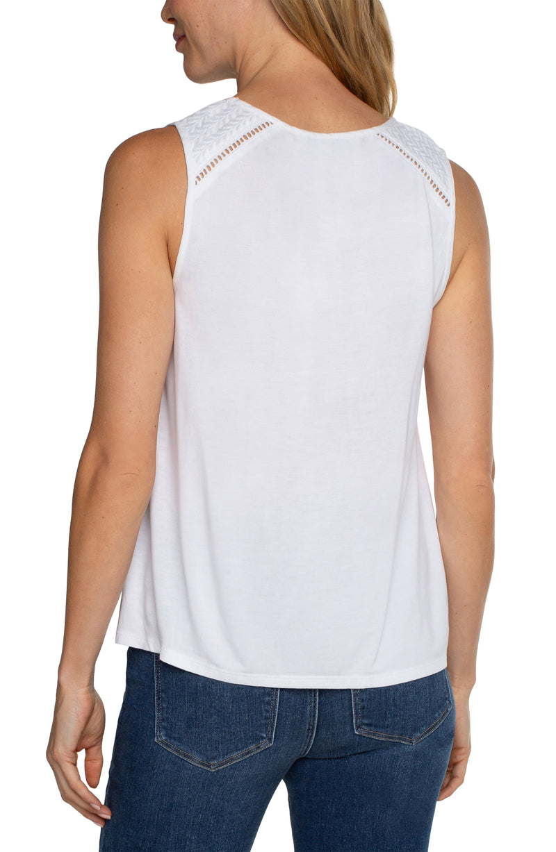 LIVERPOOL Embroidered Sleeveless Top - White