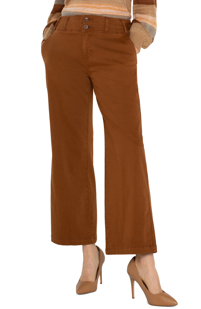 LIVERPOOL HIGH RISE CINCH WAIST WIDE LEG - JASPER BROWN