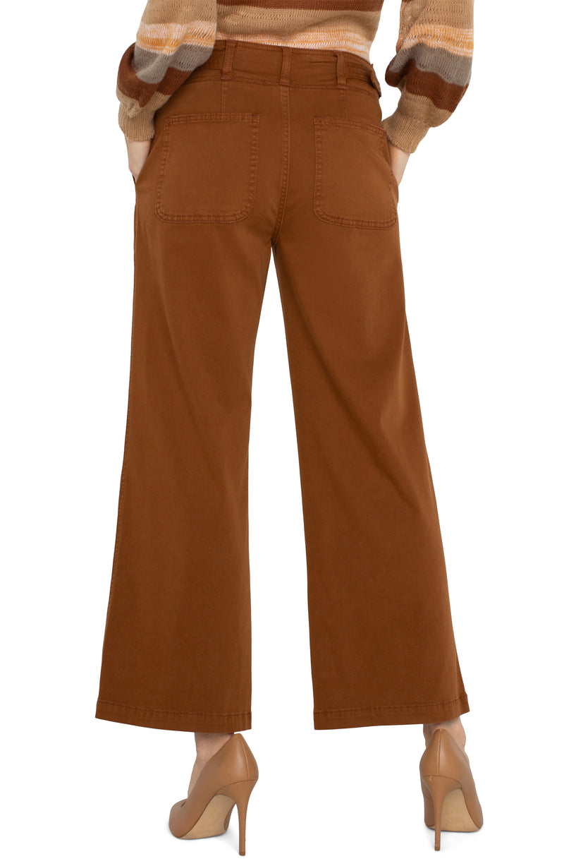 LIVERPOOL HIGH RISE CINCH WAIST WIDE LEG - JASPER BROWN