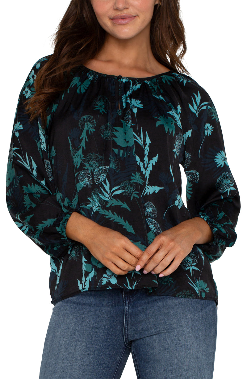 Liverpool Long Sleeve Shirred Blouse - Malachite Folge