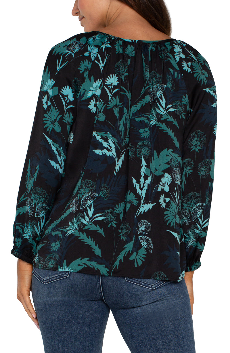 Liverpool Long Sleeve Shirred Blouse - Malachite Folge