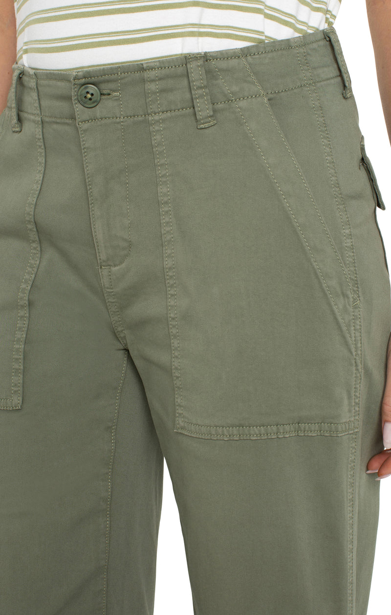 Liverpool Cargo Wide Leg Crop - Martini Olive