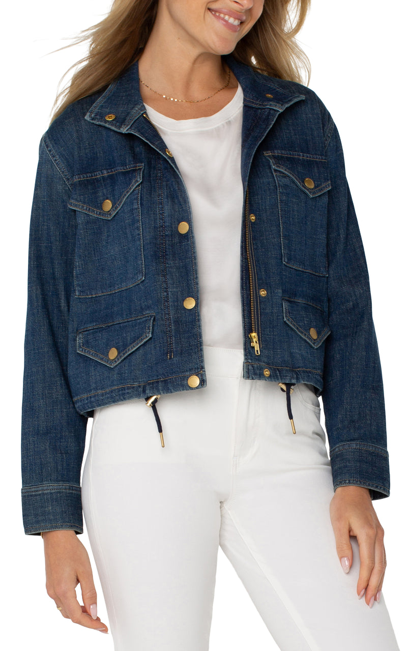 Liverpool Cropped Cargo Jacket - Laguna Beach