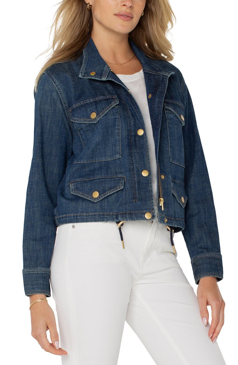 Liverpool Cropped Cargo Jacket - Laguna Beach