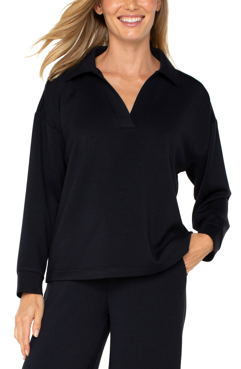 Liverpool V-neck Popover with Collar - Black