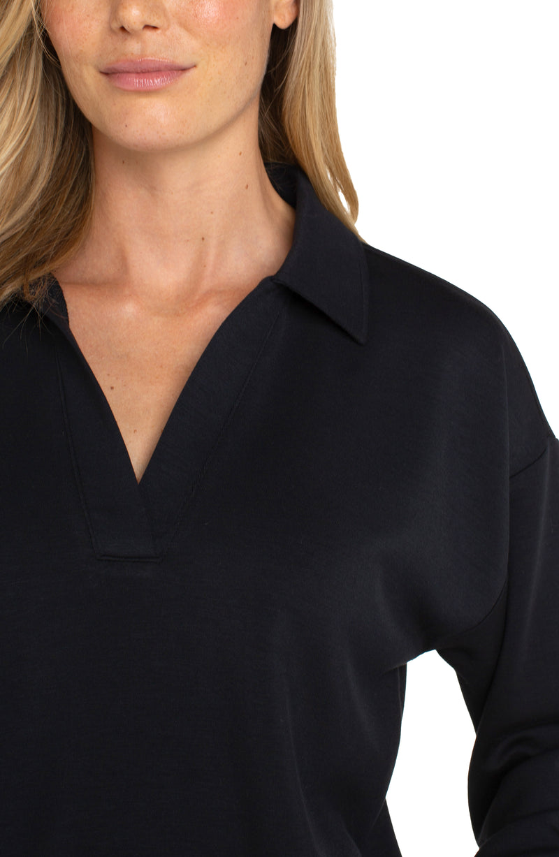 Liverpool V-neck Popover with Collar - Black