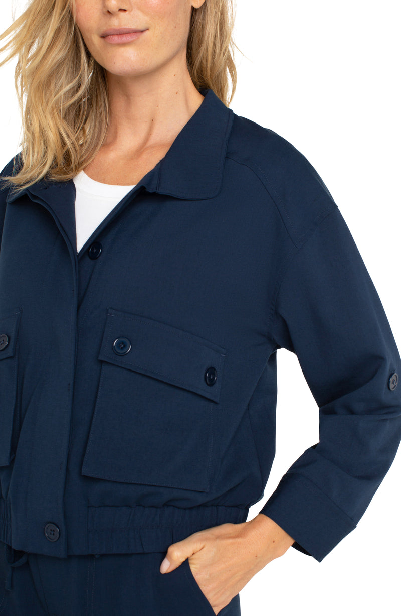 Liverpool Utility Jacket With Cinch Hem - Dark Navy