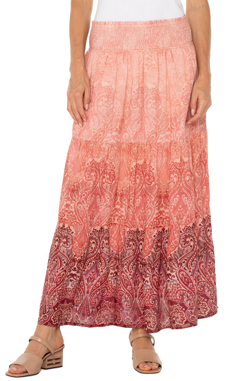 Liverpool Woven Maxi Skirt - Mauve Ombre