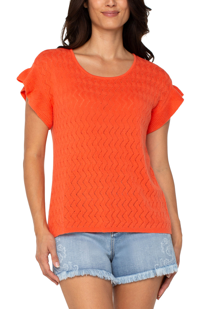 Liverpool Flutter Sleeve Dolman Sweater - Clementine
