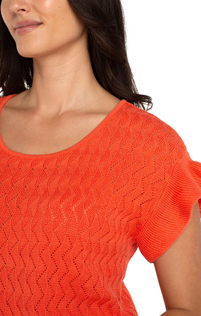 Liverpool Flutter Sleeve Dolman Sweater - Clementine