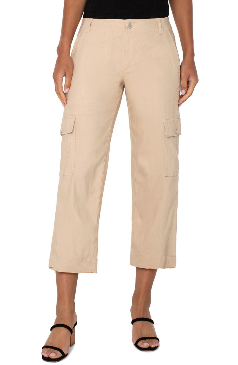 Liverpool Utility Crop w/Tab Hem & Cargo Pockets 26" - Hazelnut