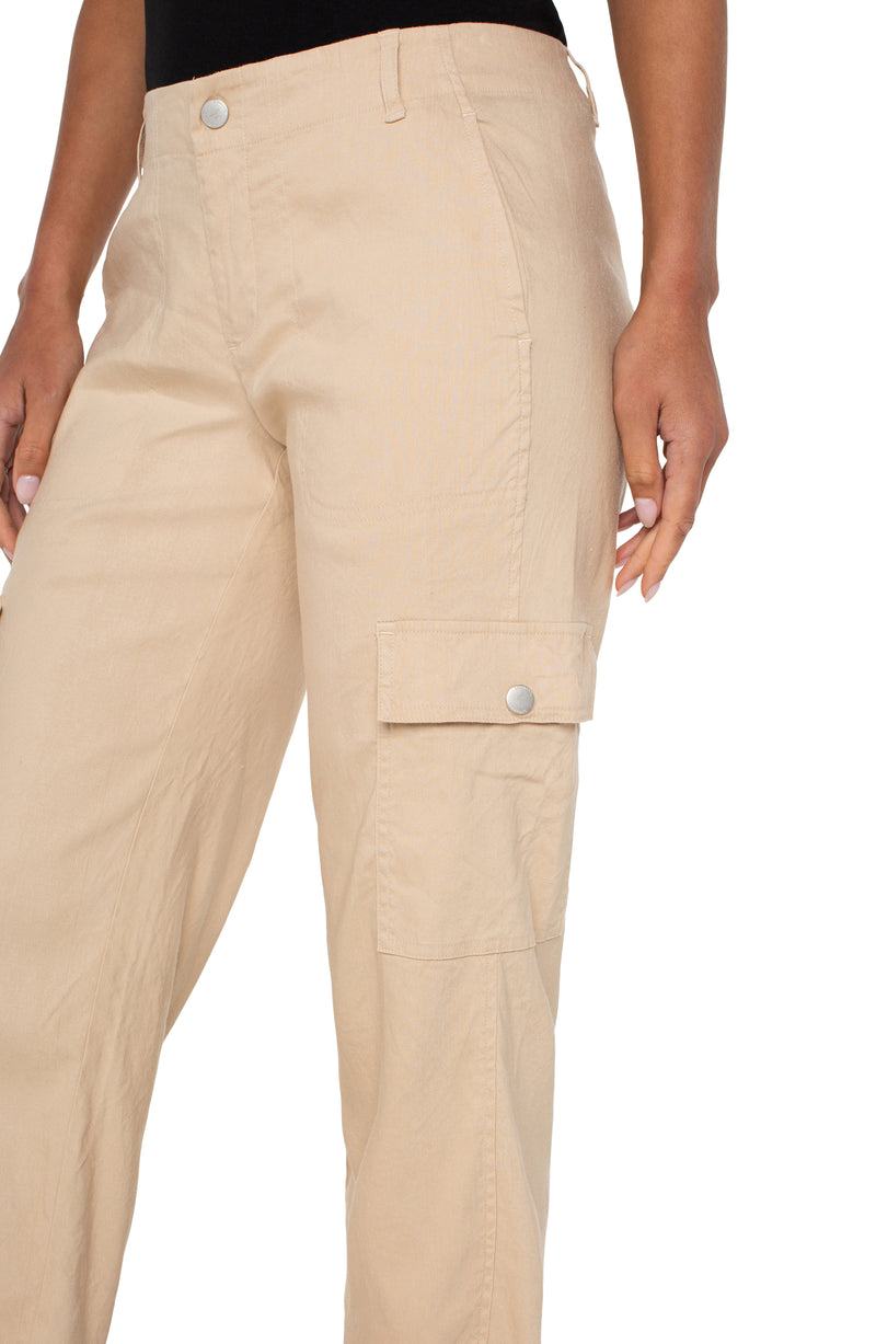 Liverpool Utility Crop w/Tab Hem & Cargo Pockets 26" - Hazelnut