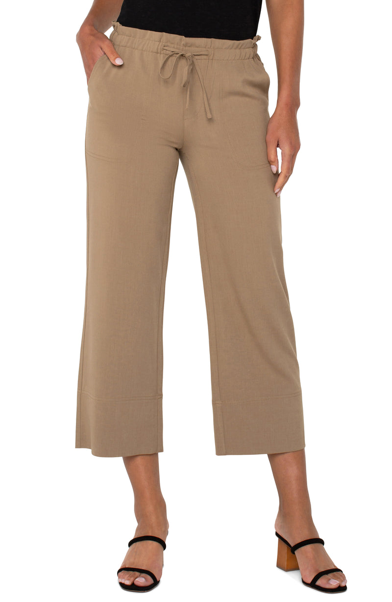FINAL SALE Liverpool Pull on Tie Waist Wide Leg Ankle 26" - Palo Santo