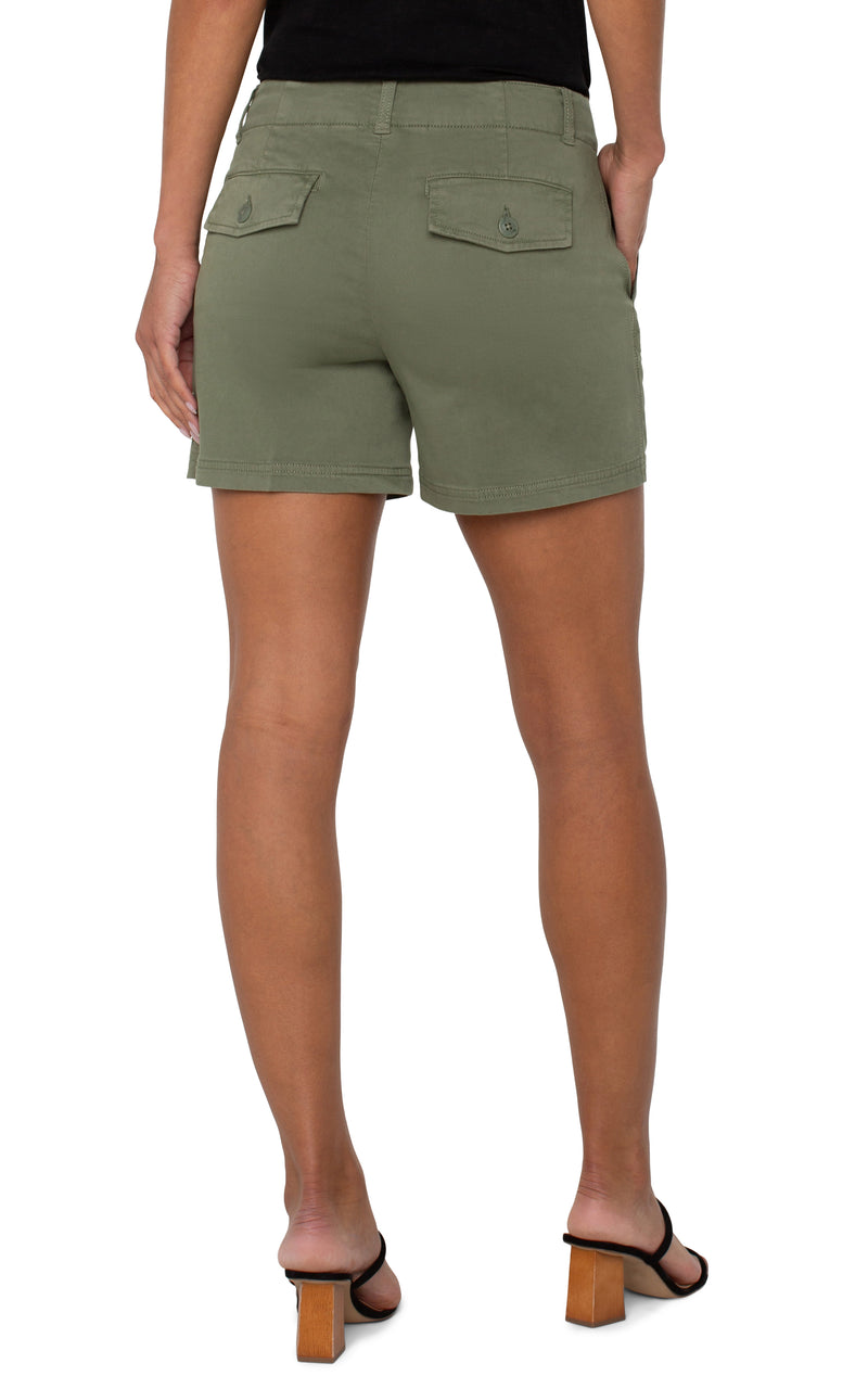 FINAL SALE Liverpool Pleated Trouser Short - Martini Olive