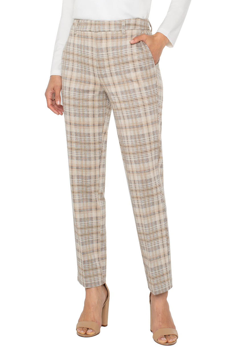 Liverpool Kelsey High Rise Trouser - Khaki/Cream Plaid
