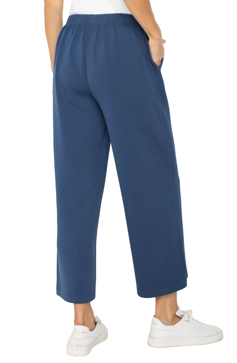 Liverpool Pull-on Wide Leg Crop - Prussian Blue