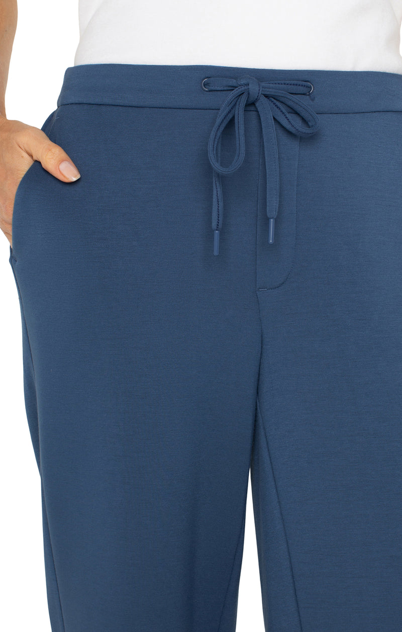 Liverpool Pull-on Wide Leg Crop - Prussian Blue