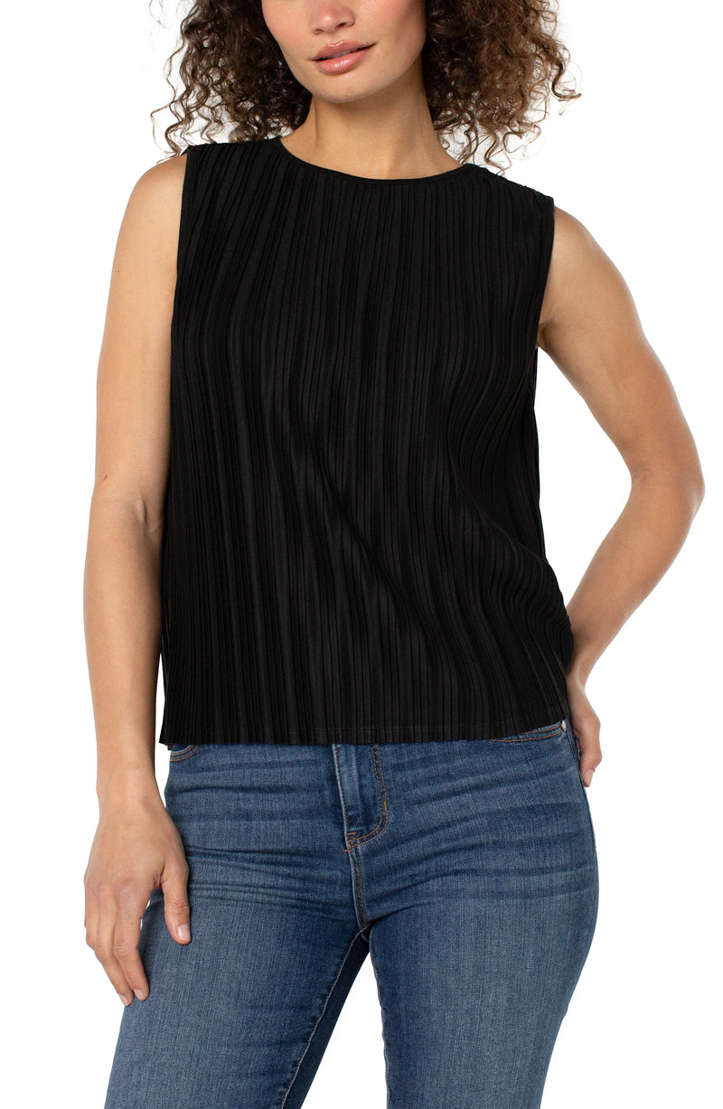 Liverpool Sleeveless Crew Neck Knit Top - Black