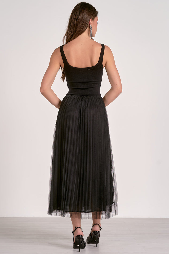 Tulle  Midi Tank Dress in Black