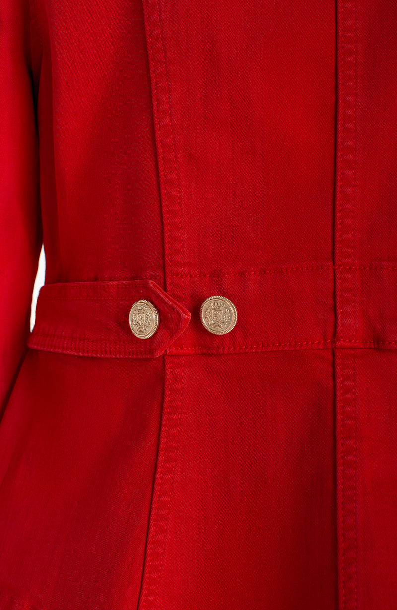 Liverpool Peplum Jacket with Tab Detail - Fire Brick
