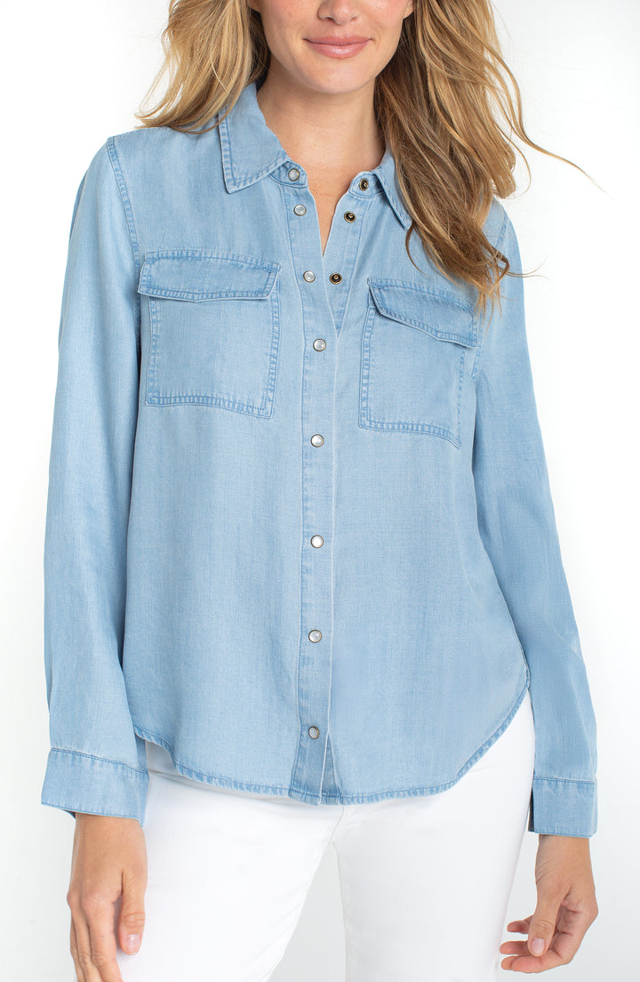 Liverpool Button Down Shirt With Pockets - Malibu Light