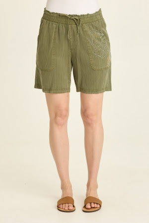 XCVI Lynn Embroidered Pinstripe Short Espalier Pigment