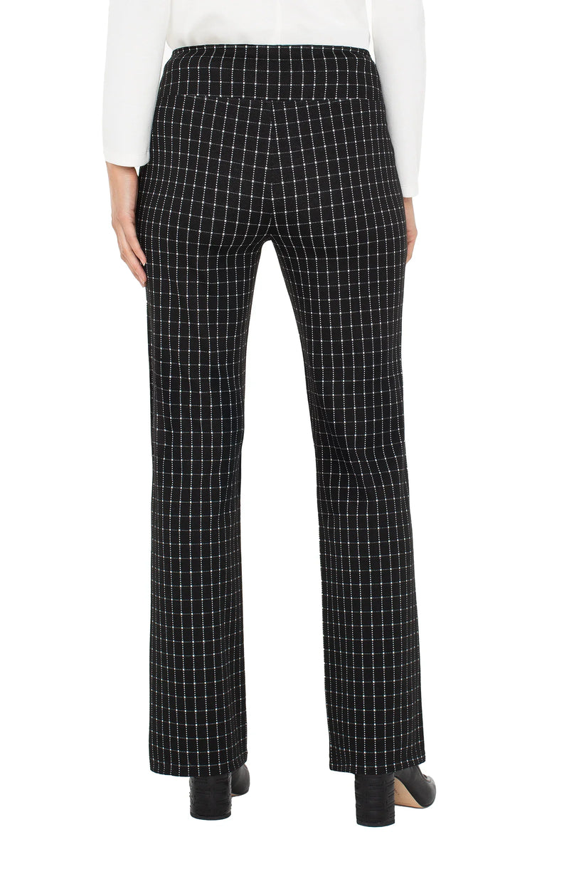 Liverpool Pearl Full Length Flare with Pintucks - Black & White Check