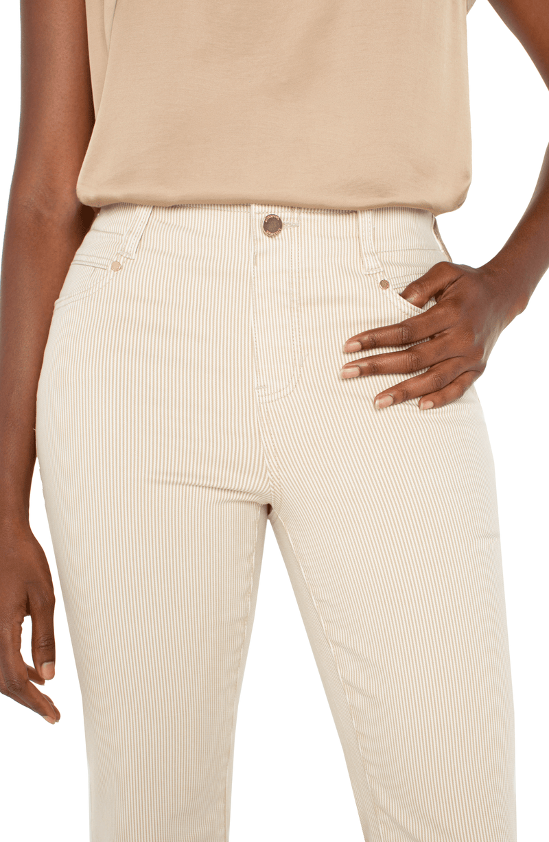 Liverpool The Gia Glider® Crop Flare With Back Pleat - Cappuccino Stripe