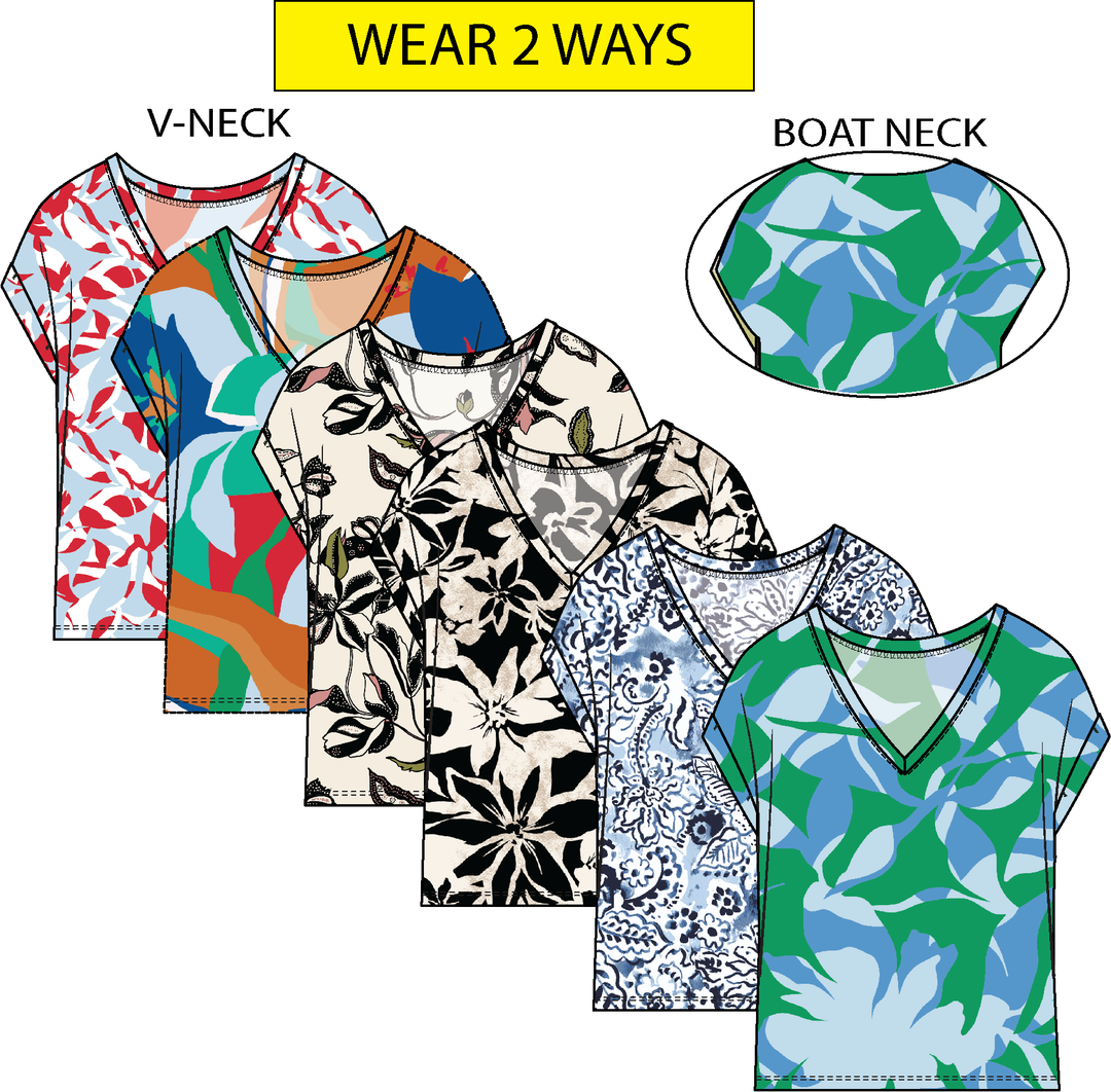 Tribal Cap Sleeve Wear Two Ways Top Water