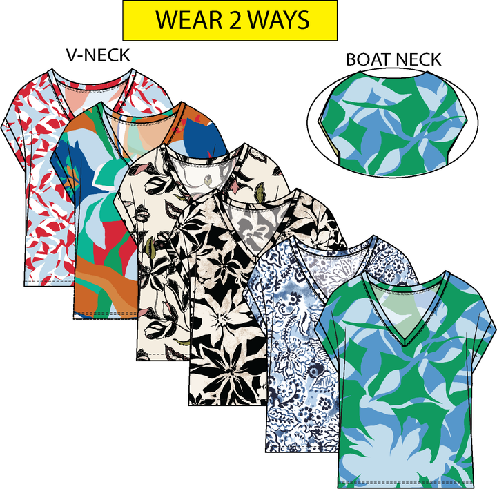 Tribal Cap Sleeve Wear Two Ways Top Water