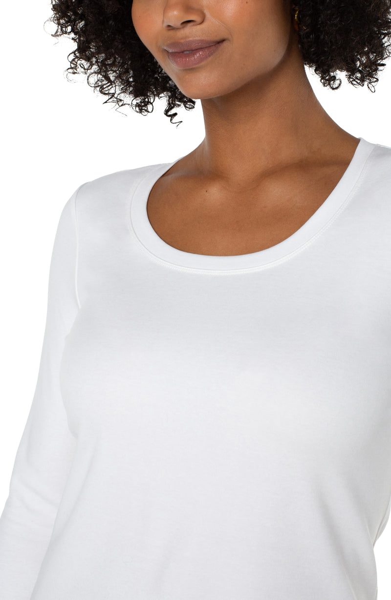 Liverpool 3/4 Sleeve Scoop Neck Knit Tee White