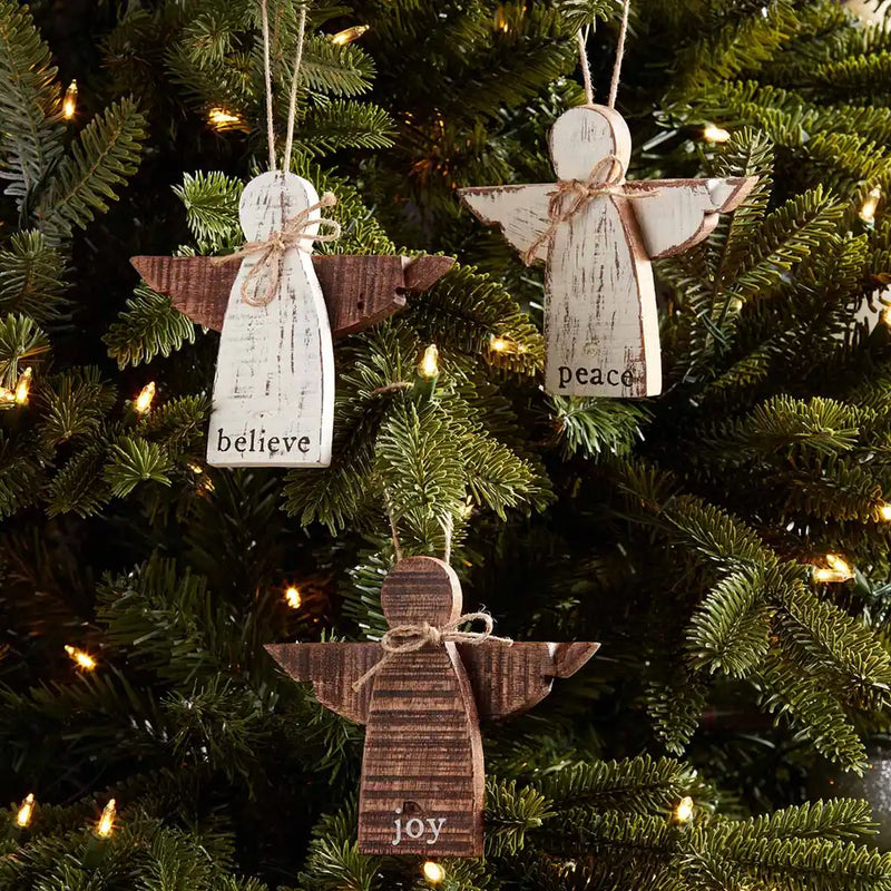 FINAL SALE Mud Pie Wood Angel Ornaments - 3 Styles