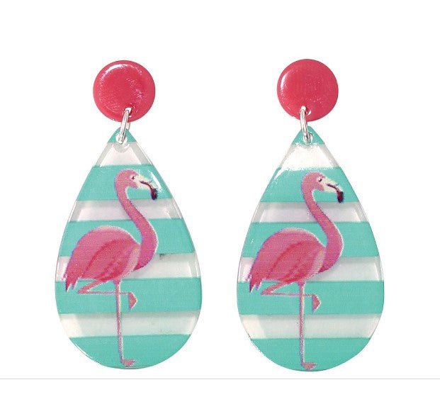 Periwinkle Earrings - Flamingo Teardrop