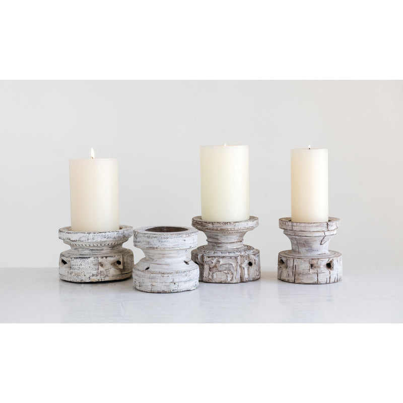 FINAL SALE Distressed Wood Candle Holder