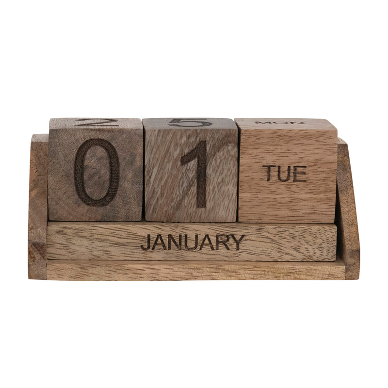 FINAL SALE Mango Wood Perpetual Calendar