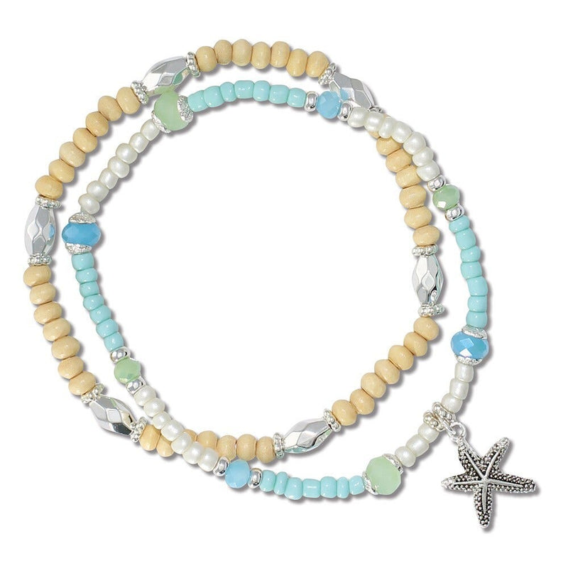 Periwinkle Bracelet - Beaded Two Row with Starfish