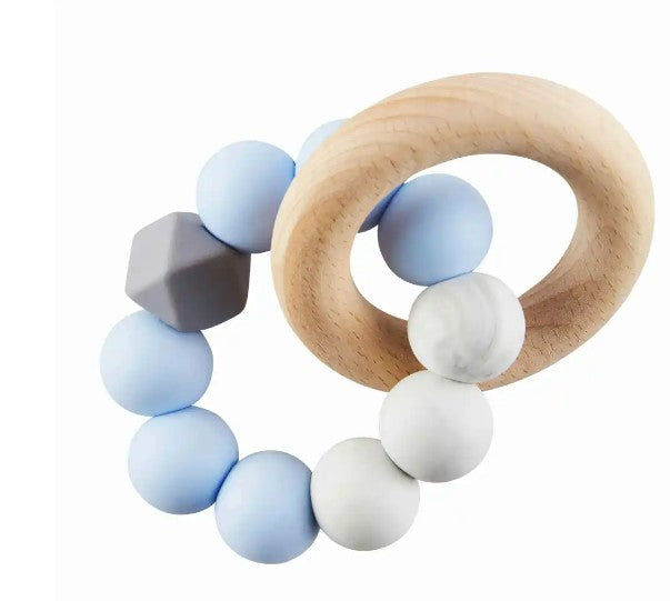 FINAL SALE Mud Pie Silicone And Wood Teething Ring-6 Styles