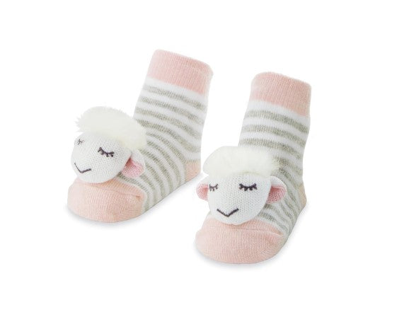 Mud Pie Pink Sheep Rattle Socks