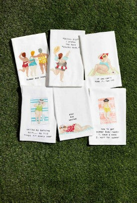 FINAL SALE Mud Pie Humorous Pool Lady Hand Towels - 6 Styles
