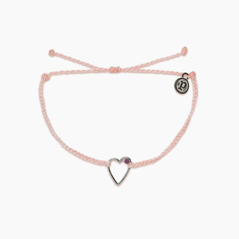 Pura Vida Sweetheart Stone Charm Bracelet - Silver / Pink