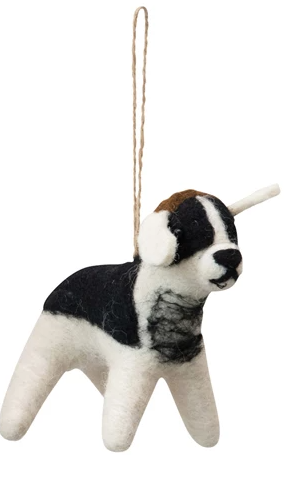 1-1/2"H Wool Felt Dog Ornament, 4 Styles - FINAL SALE
